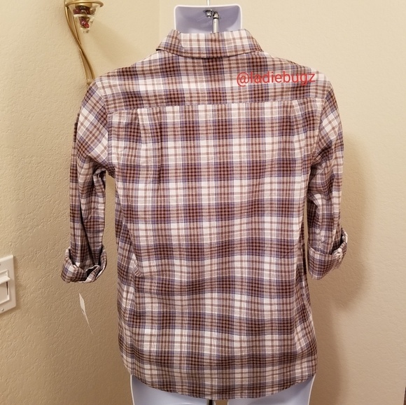 Cherokee Brown, Cream, Blue Plaid - Picture 2 of 4
